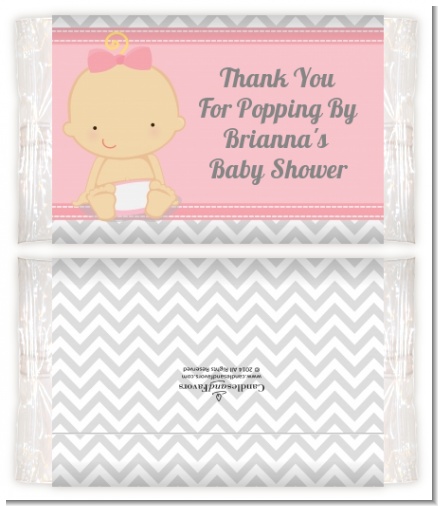 It's A Girl Chevron - Personalized Popcorn Wrapper Baby Shower Favors