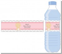 It's A Girl Chevron - Personalized Baby Shower Water Bottle Labels