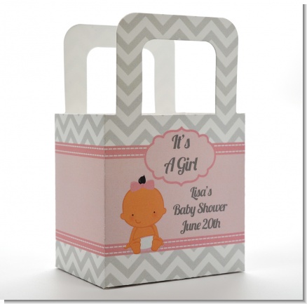 It's A Girl Chevron Hispanic - Personalized Baby Shower Favor Boxes