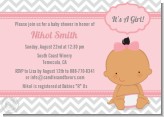 It's A Girl Chevron Hispanic - Baby Shower Invitations