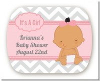 It's A Girl Chevron Hispanic - Personalized Baby Shower Rounded Corner Stickers