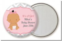 It's A Girl Chevron Hispanic - Personalized Baby Shower Pocket Mirror Favors