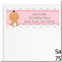 It's A Girl Chevron Hispanic - Baby Shower Return Address Labels