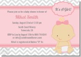 It's A Girl Chevron - Baby Shower Invitations