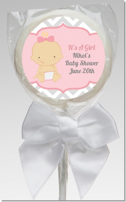 It's A Girl Chevron - Personalized Baby Shower Lollipop Favors