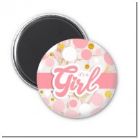 It's A Girl Pink Gold - Personalized Baby Shower Magnet Favors