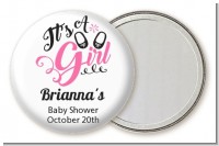 It's A Girl Chevron - Personalized Baby Shower Pocket Mirror Favors