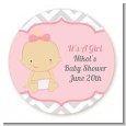 It's A Girl Chevron - Round Personalized Baby Shower Sticker Labels thumbnail