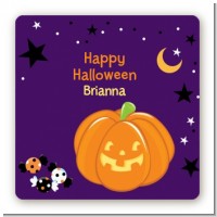 Jack O Lantern - Square Personalized Halloween Sticker Labels