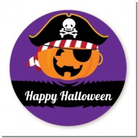 Jack O Lantern Pirate - Round Personalized Halloween Sticker Labels