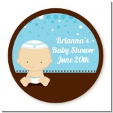 Jewish Baby Boy - Round Personalized Baby Shower Sticker Labels