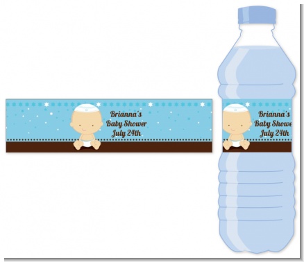 Jewish Baby Boy - Personalized Baby Shower Water Bottle Labels