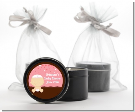 Jewish Baby Girl - Baby Shower Black Candle Tin Favors