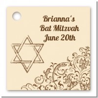 Jewish Star of David Brown & Beige - Personalized Bar / Bat Mitzvah Card Stock Favor Tags