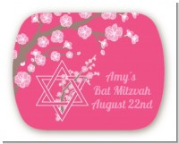 Jewish Star of David Cherry Blossom - Personalized Bar / Bat Mitzvah Rounded Corner Stickers