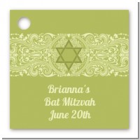 Jewish Star of David Sage Green - Personalized Bar / Bat Mitzvah Card Stock Favor Tags