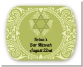 Jewish Star of David Sage Green - Personalized Bar / Bat Mitzvah Rounded Corner Stickers