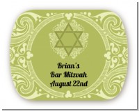 Jewish Star of David Sage Green - Personalized Bar / Bat Mitzvah Rounded Corner Stickers