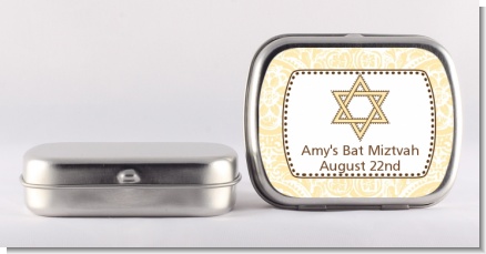 Jewish Star of David Yellow & Brown - Personalized Bar / Bat Mitzvah Mint Tins