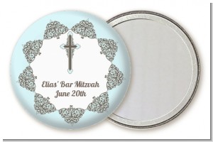 Jewish Star of David Blue & Brown - Personalized Bar / Bat Mitzvah Pocket Mirror Favors