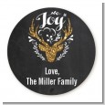 Joy Oh Deer Gold Glitter - Round Personalized Christmas Sticker Labels thumbnail