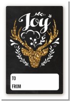 Joy Oh Deer Gold Glitter - Custom Large Rectangle Christmas Sticker/Labels