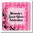 Juicy Couture Inspired - Square Personalized Birthday Party Sticker Labels thumbnail