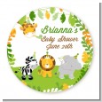 Jungle Party - Round Personalized Baby Shower Sticker Labels thumbnail
