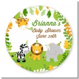 Jungle Party - Round Personalized Baby Shower Sticker Labels