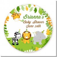 Jungle Party - Round Personalized Baby Shower Sticker Labels