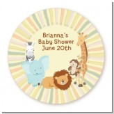 Jungle Safari Party - Round Personalized Baby Shower Sticker Labels