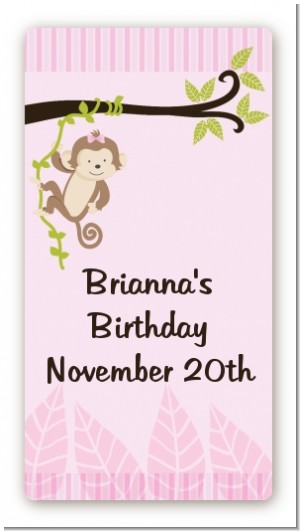 Monkey Girl - Custom Rectangle Birthday Party Sticker/Labels