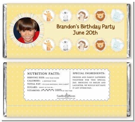 Jungle Safari Party - Personalized Birthday Party Photo Candy Bar Wrappers