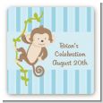 Monkey Boy - Square Personalized Birthday Party Sticker Labels thumbnail