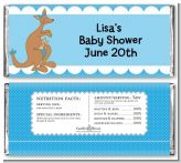 Kangaroo Blue - Personalized Baby Shower Candy Bar Wrappers