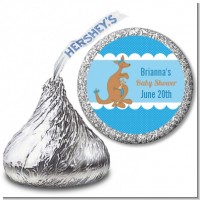 Kangaroo Blue - Hershey Kiss Baby Shower Sticker Labels