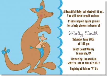 Kangaroo Blue - Baby Shower Invitations