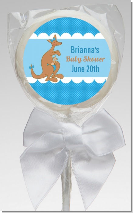 Kangaroo Blue - Personalized Baby Shower Lollipop Favors