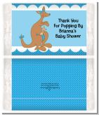 Kangaroo Blue - Personalized Popcorn Wrapper Baby Shower Favors