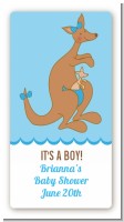 Kangaroo Blue - Custom Rectangle Baby Shower Sticker/Labels