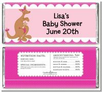 Kangaroo Pink - Personalized Baby Shower Candy Bar Wrappers