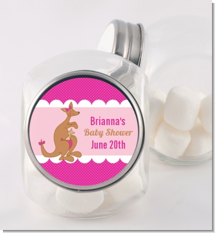 Kangaroo Pink - Personalized Baby Shower Candy Jar
