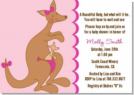 Kangaroo Pink - Baby Shower Invitations