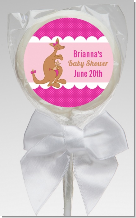 Kangaroo Pink - Personalized Baby Shower Lollipop Favors