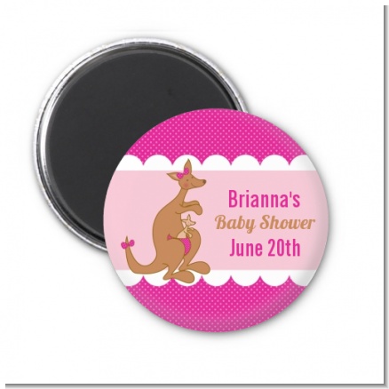 Kangaroo Pink - Personalized Baby Shower Magnet Favors