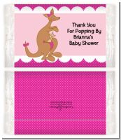 Kangaroo Pink - Personalized Popcorn Wrapper Baby Shower Favors
