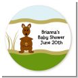 Kangaroo - Round Personalized Baby Shower Sticker Labels thumbnail