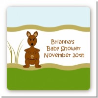 Kangaroo - Square Personalized Baby Shower Sticker Labels