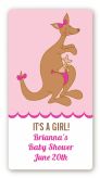 Kangaroo Pink - Custom Rectangle Baby Shower Sticker/Labels