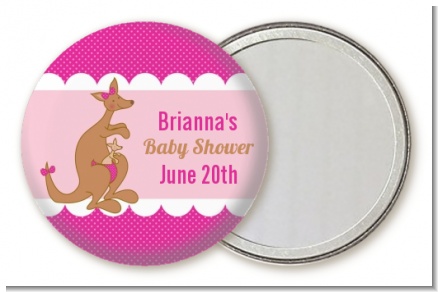 Kangaroo Pink - Personalized Baby Shower Pocket Mirror Favors